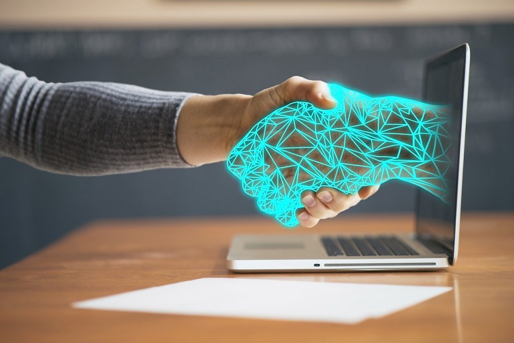 Digital handshake through a computer screen