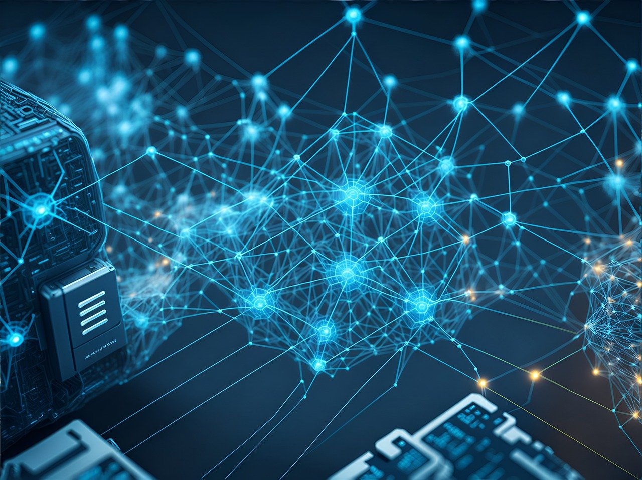 Digital network connections representing advanced technology